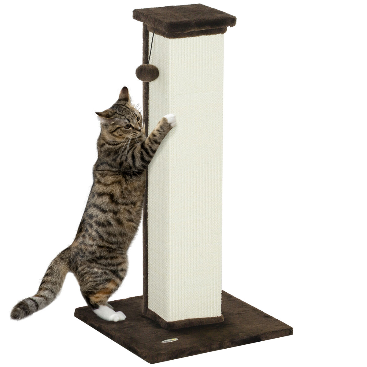 Poste Arranhador para Gatos Aglomerado de Madeira, Pelúcia e Juta