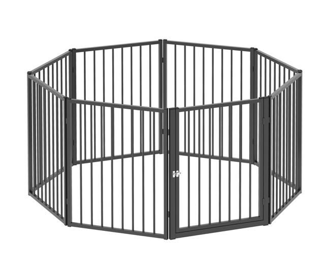 Pawhut parque para cães cercado para cães com 8 painéis 60x76 cm parque para cães pequenos e médios de aço para interior e exterior preto