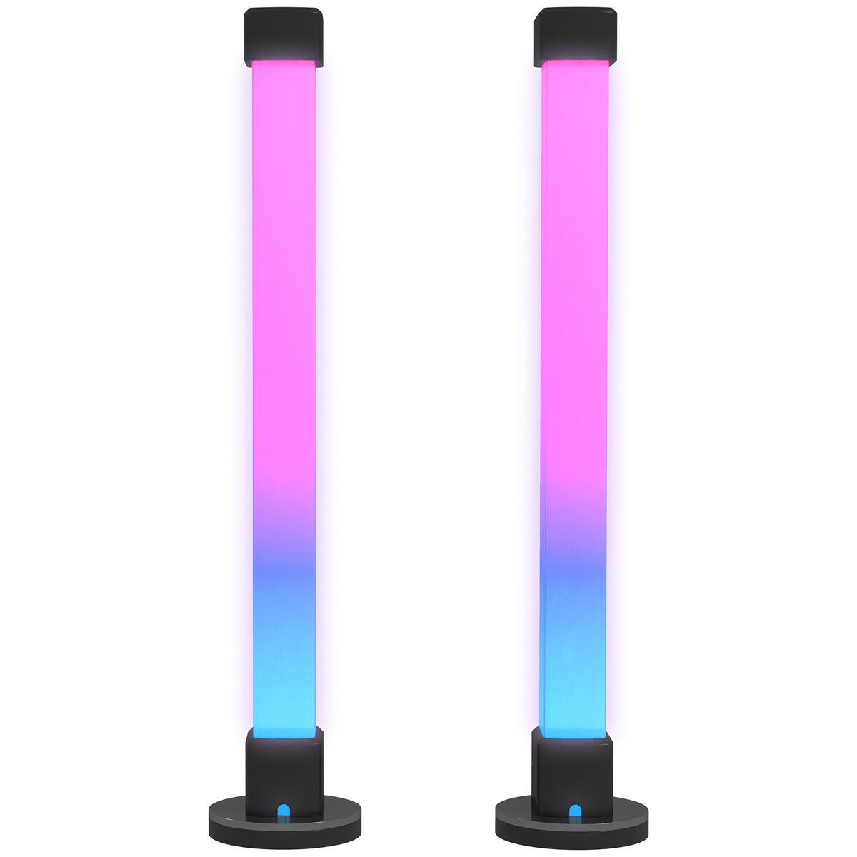 Homcom conjunto de 2 candeeiros de mesa candeeiros de mesa led com controlo remoto app bluetooth sincronização com música e temporizador para sala de