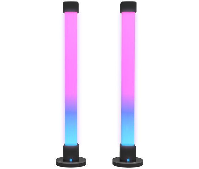 Homcom conjunto de 2 candeeiros de mesa candeeiros de mesa led com controlo remoto app bluetooth sincronização com música e temporizador para sala de