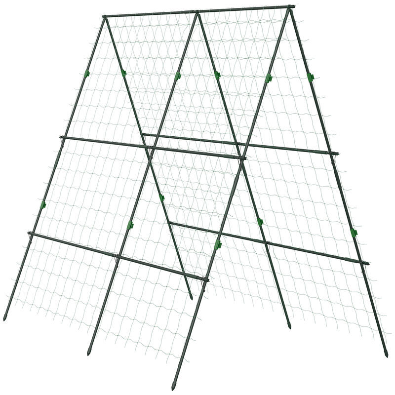 Outsunny treliça de jardim triangular suporte para plantas trepadeiras com estrutura em aço para frutas legumes flores e decoração para exterior pátio