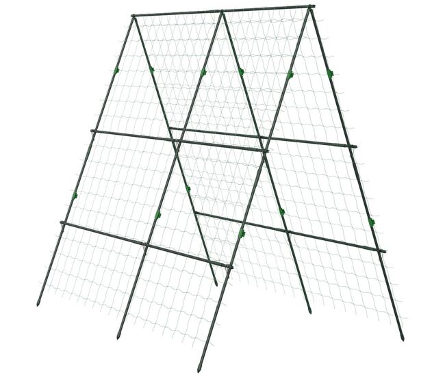 Outsunny treliça de jardim triangular suporte para plantas trepadeiras com estrutura em aço para frutas legumes flores e decoração para exterior pátio