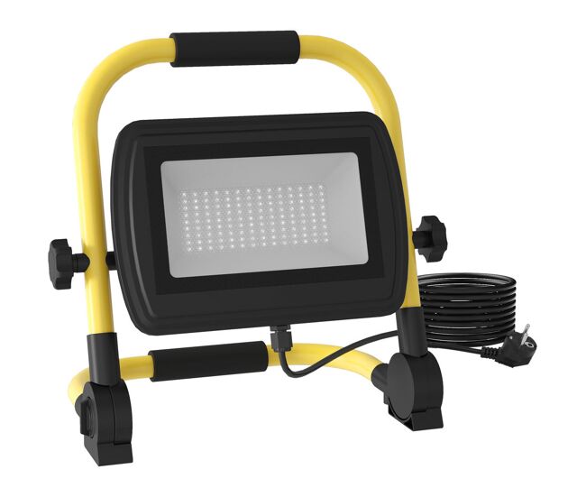 Homcom preojetor led recarregável com cabeças e suporte ajustáveis 50w 4250 lúmenes ip65 6500k reflector led resistente à intemperie portátil com pega