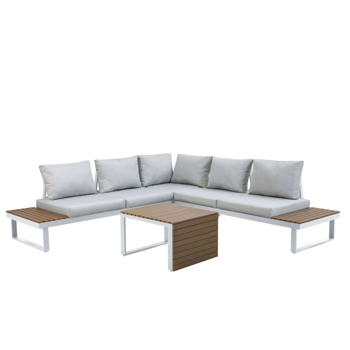 Móveis de jardim e terraço para áreas externas gandía, 4 peças, estilo contemporâneo, branco e marrom