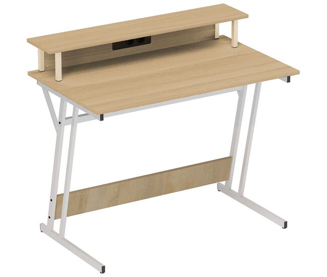 Homcom mesa gaming com luzes led e tomadas de corrente, 100x60 cm, secretária gaming, mesa gamer com suporte para monitor, prateleiras e controlo