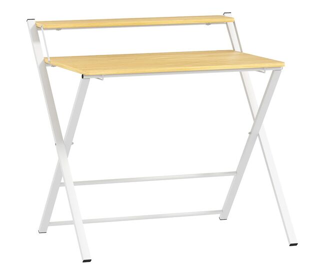Homcom secretária dobrável mesa de computador dobrável com prateleira aberta secretária pequena para escritório casa 86x66x82 cm madeira