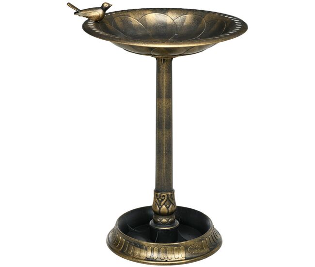 Outsunny banheira para pássaros de jardim altura 72 cm comedouro para pássaros com 2 níveis desenho elegante banheira para aves para exterior ø50x72