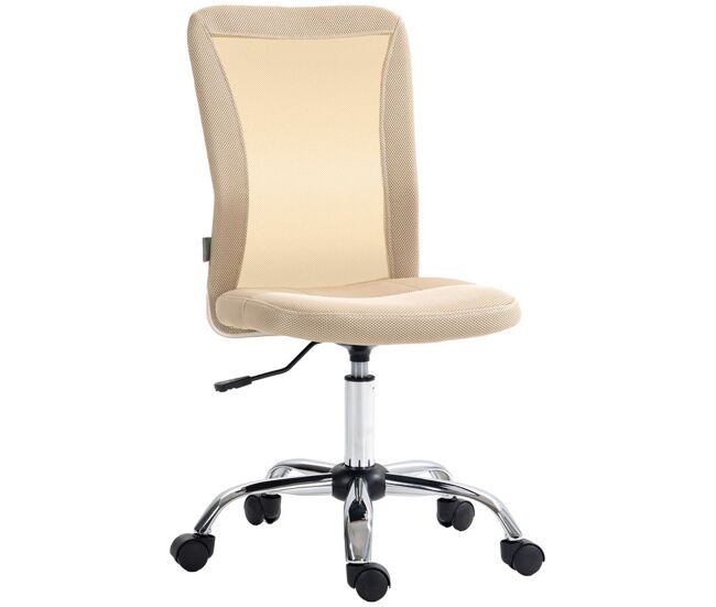 Vinsetto cadeira de escritório de malha cadeira de escritório giratória sem apoio para os braços com altura ajustável carga máxima 100 kg para escritório dormitório 43x56x90-100 cm bege