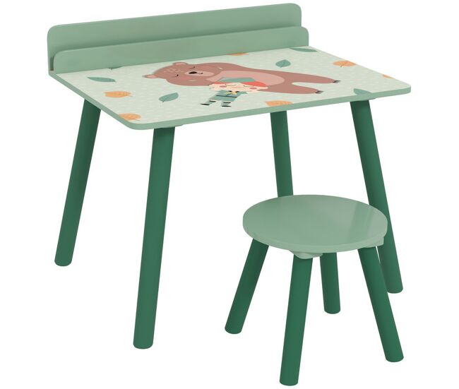 Aiyaplay mesa e cadeira para crianças conjunto de 2 peás de mesa infantil com cadeira e prateleira para livros secretária para crianças acima de 3
