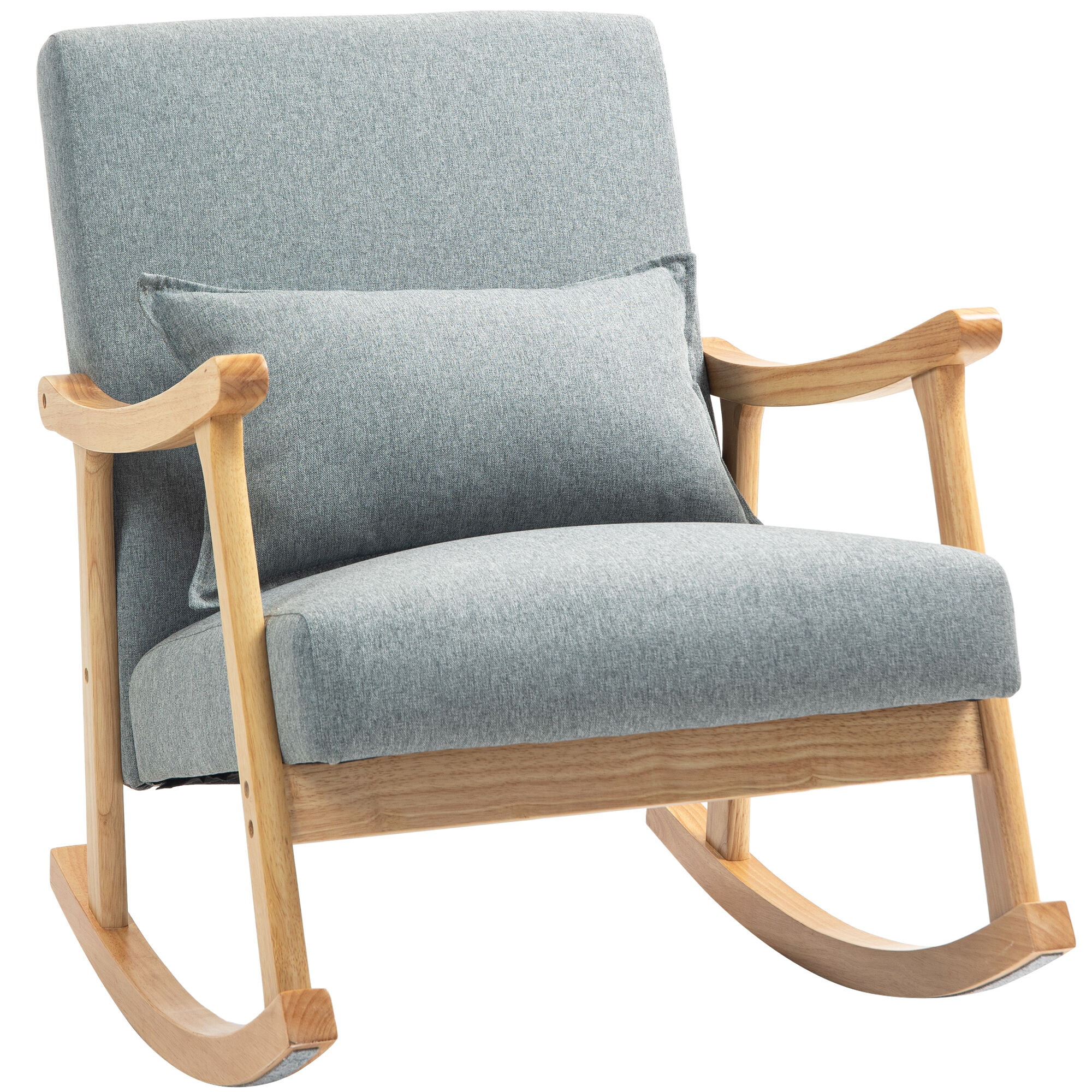 Poltrona Baloiço Poliéstera e Madeira de Borracha HOMCOM