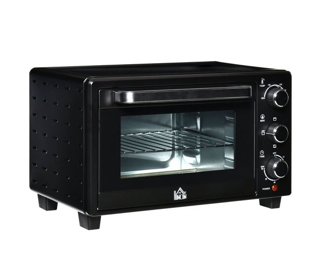 Homcom forno électrique de bancada forno de bancada de 21l 1400w mini forno torradeira com temporizador até 60min e temperatura regulável até 230℃ noir