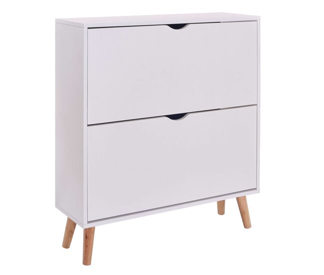 Sapateira blanche 2 trampones fiano nordic móveis modernos corredor entrada 80x92x24 cm