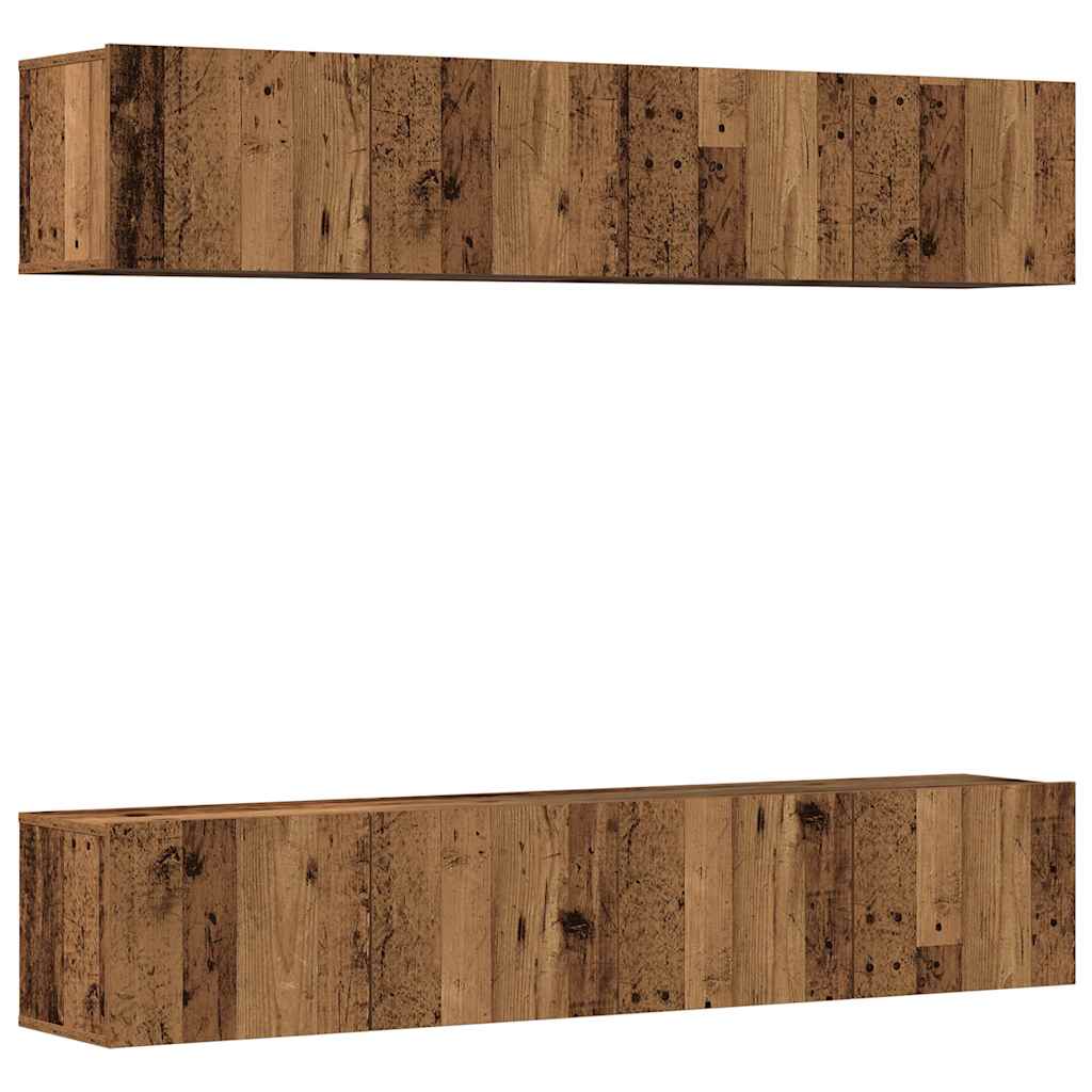 Armários de tv - módulos de tv montados na parede 4 pcs madeira velha