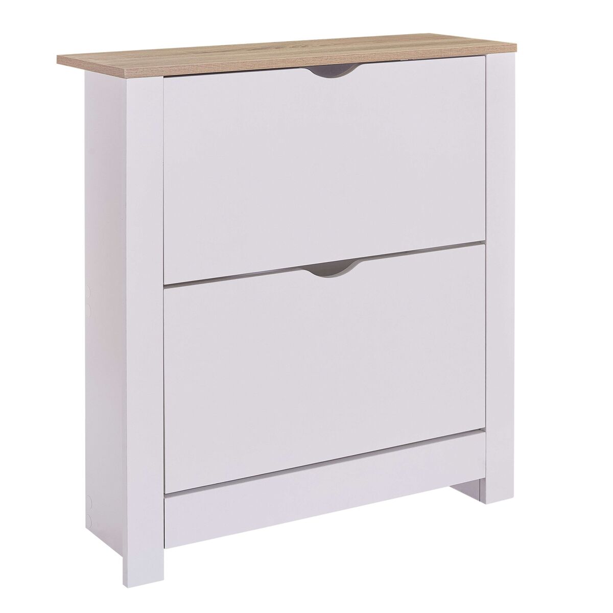Sapateira tivoli com 2 gavetas e 1 gaveta dobrável, melamina branca e serrada, 81x74x24 cm