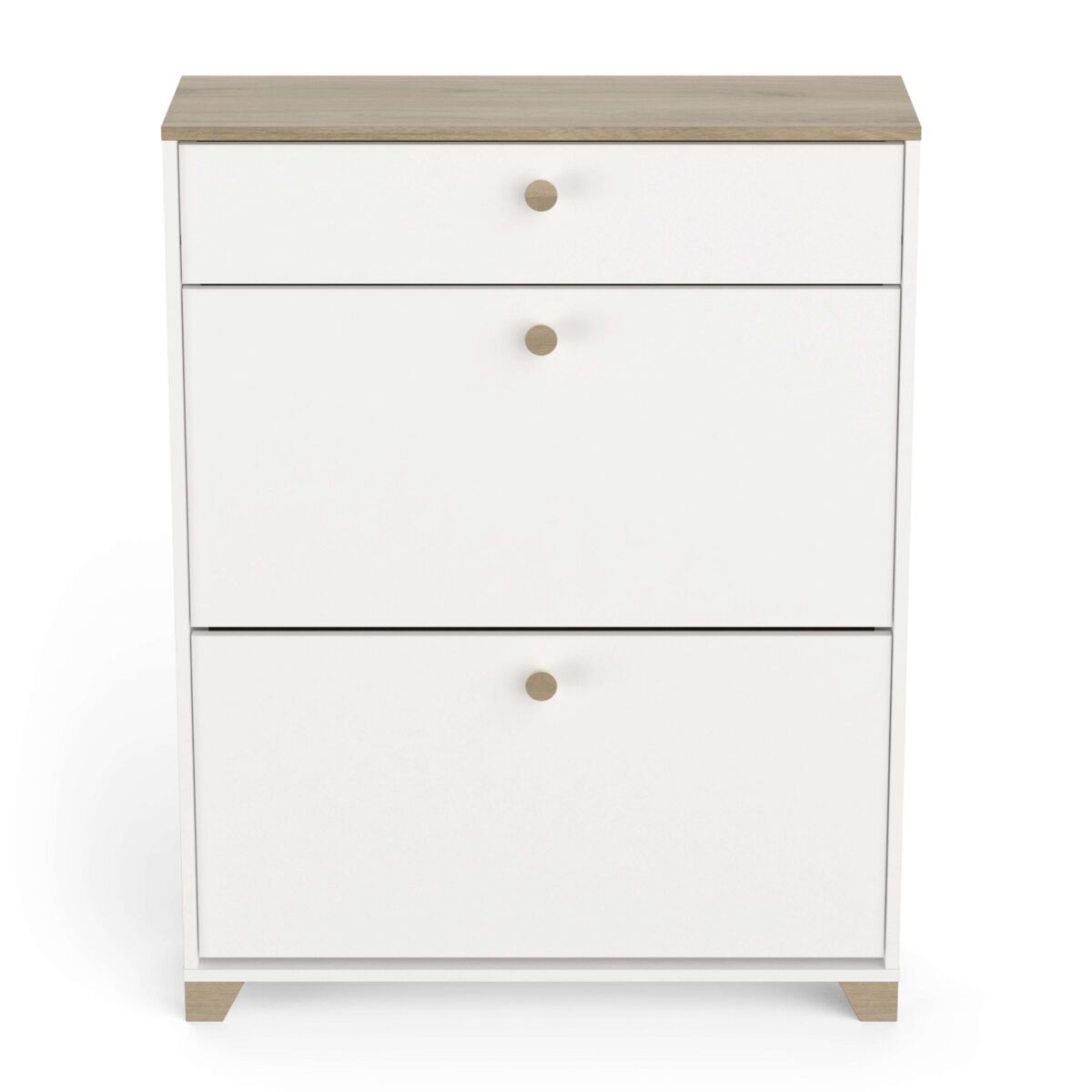 Sapateira para corredor ou entrada em branco fosco e carvalho kronberg 81x104x24 cm