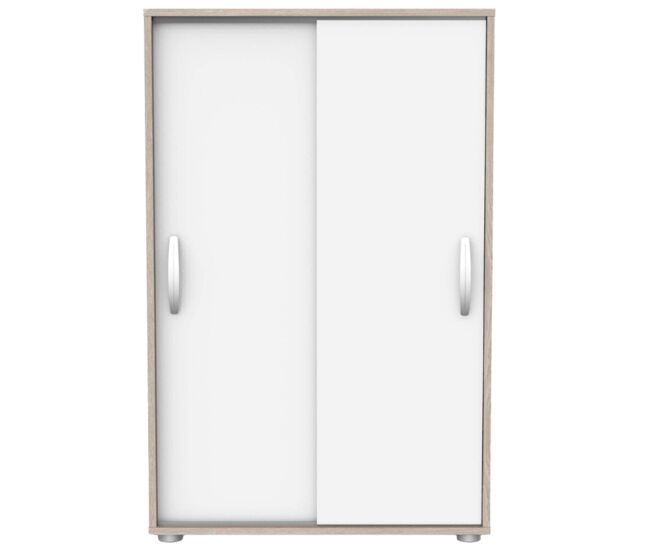 Sapateira multiuso com portas de correr branco e carvalho 106x68x33 cm