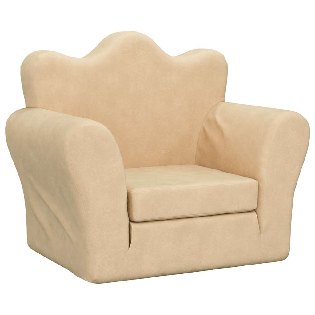 Sofá-cama infantil, sofá conversível peluche macio creme