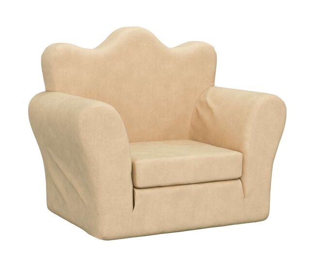 Sofá-cama infantil, sofá conversível peluche macio creme