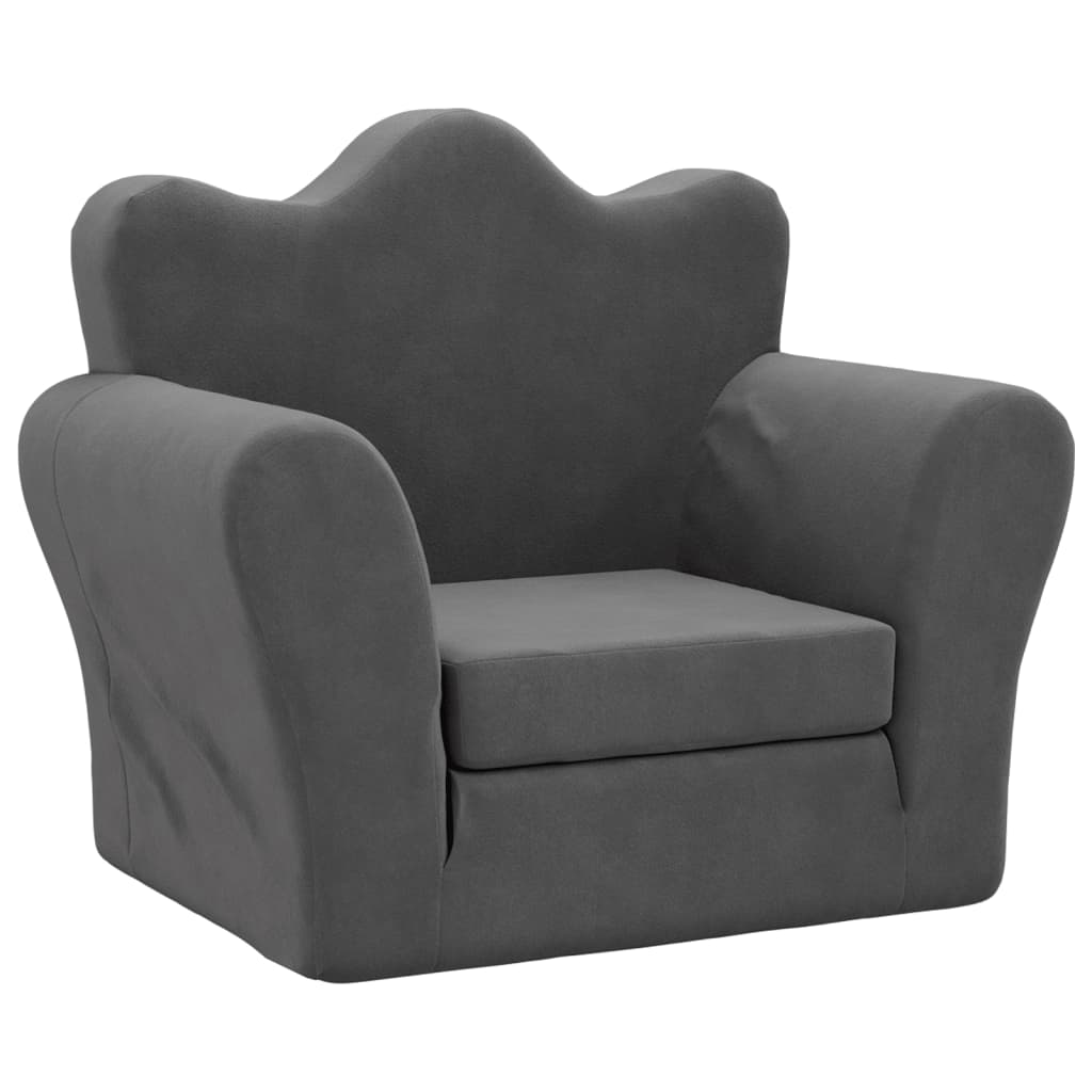 Sofá-cama infantil, sofá conversível pelúcia macia antracite