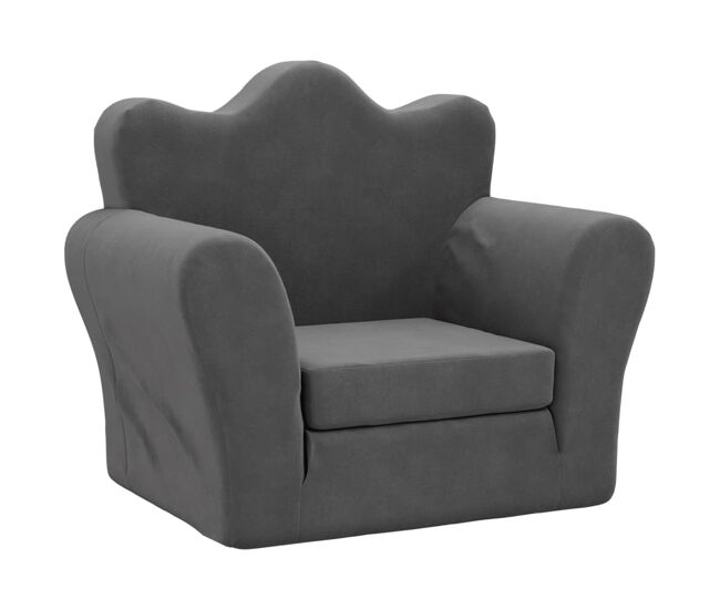 Sofá-cama infantil, sofá conversível pelúcia macia antracite
