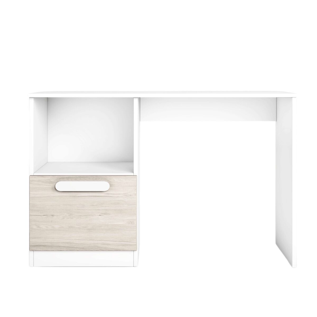 Miroytengo Escrivaninha Para Quarto Juvenil Estelle Estilo Nórdico Em Fosco E Carvalho Sahara Com 1 Porta E 1 Espaço De Armazenamento De 100 Cm Branco