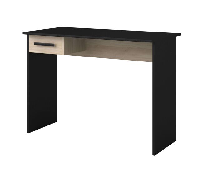 Mesa de escritório para jovens modelo riviera em pontilhado preto e carvalho japonês 101 cm