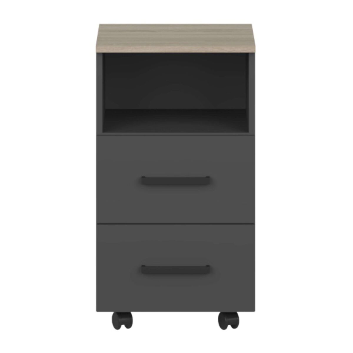 Cômoda auxiliar nibis office 2 gavetas e 1 furo carvalho sonoma e cinza antracite 40x67x45 cm