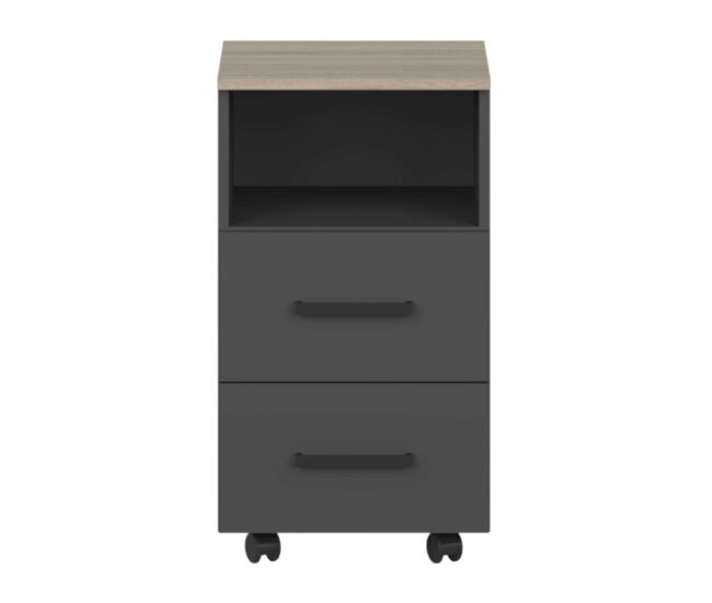 Cômoda auxiliar nibis office 2 gavetas e 1 furo carvalho sonoma e cinza antracite 40x67x45 cm