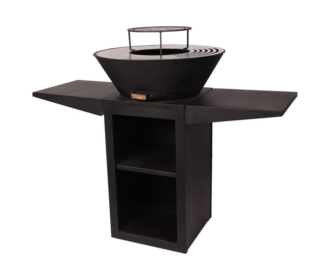Barbecue de 60cm de diâmetro com grelha e grelha de acier. gaveta de cinzas e tampa protectora.