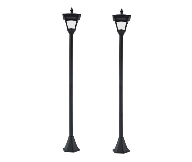 Outsunny conjunto de 2 candeeiros solares candeeiro solar para jardim com painéis solares luzes led e proteção ao ambiente para pátio 15x15x120 cm