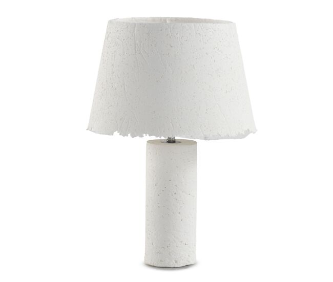 Candeeiro de mesa com base e abajur em papel maché