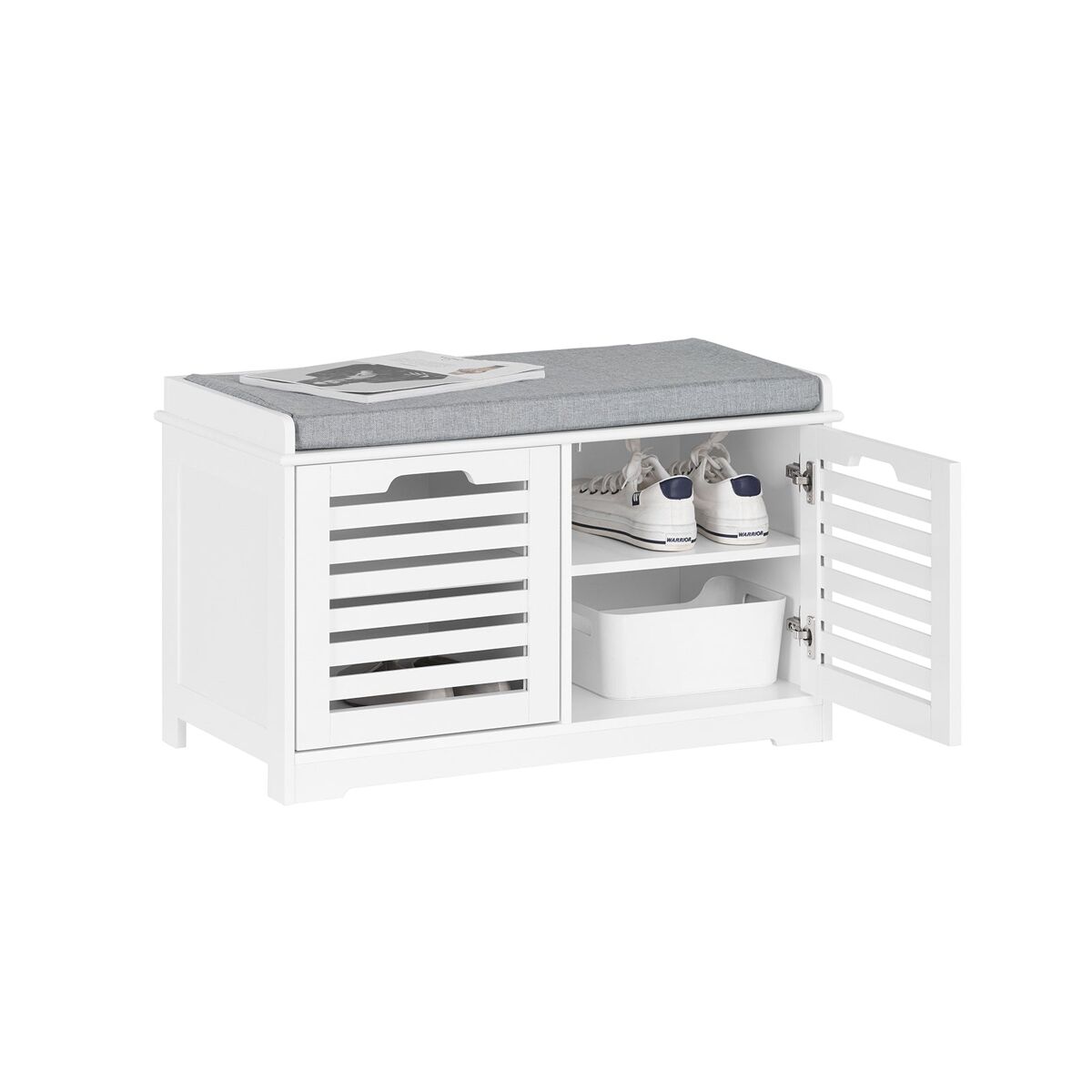 Banco para sapatos com 2 portas fsr23-ii-w sobuy pt