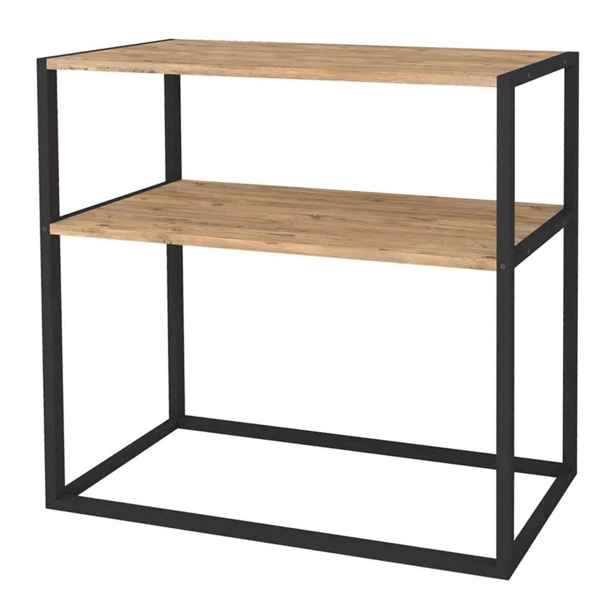 Móveis para hall de entrada rus com prateleiras inferiores em preto e carvalho safir 90x90x34 cm
