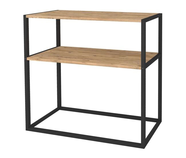 Móveis para hall de entrada rus com prateleiras inferiores em preto e carvalho safir 90x90x34 cm
