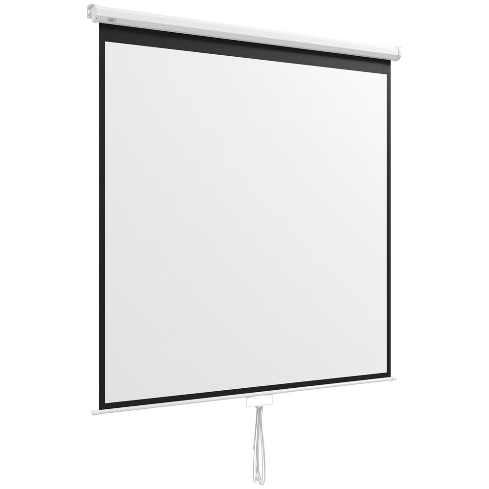 Homcom ecrã de projeção manual 99'' portátil formato 1:1 ângulo de visão 160° para interior e exterior cinema em casa jogos eventos 178x178 cm branco