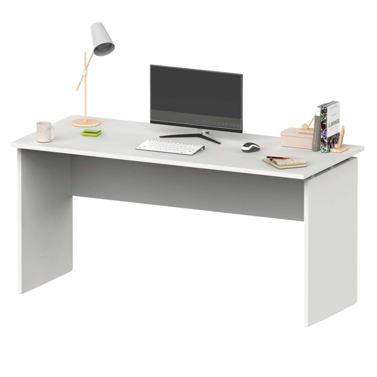 Mesa de escritório moderna rivoli branco fosco 155 cm