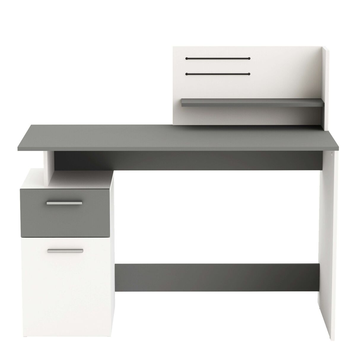 Mesa multimídia plato branca e cinza escuro 122 cm