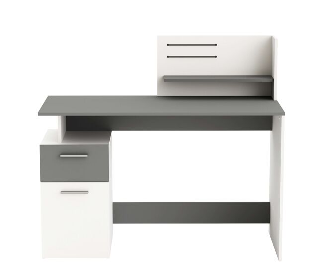 Mesa multimídia plato branca e cinza escuro 122 cm