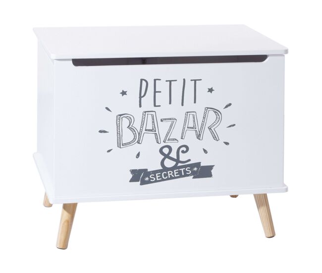 Baú infantil estampado com 1 gaveta e pernas 58 cm melamina blanc