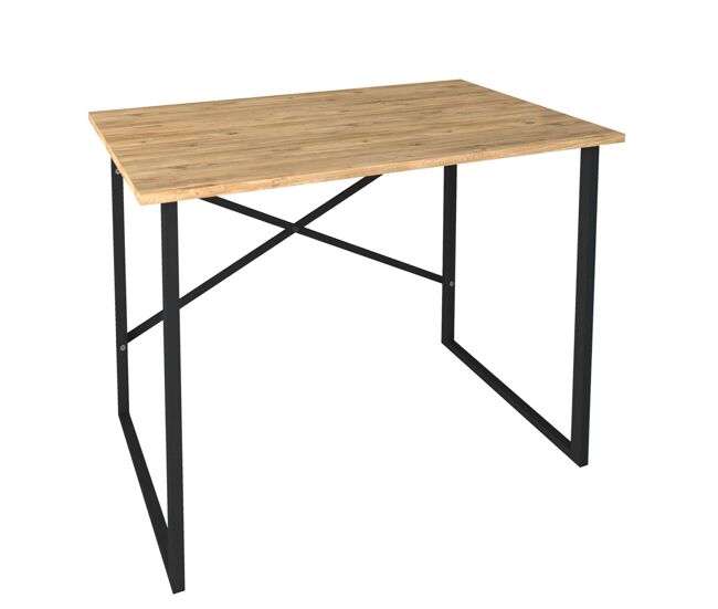 Mesa de escritório industrial rus carvalho e preto 90 cm