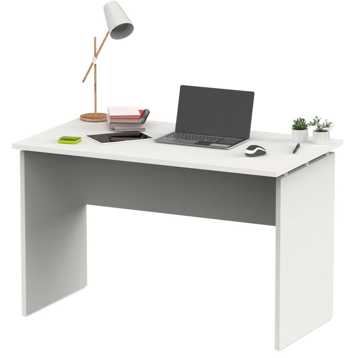 Mesa de escritório moderna teide, branca fosca, 120 cm