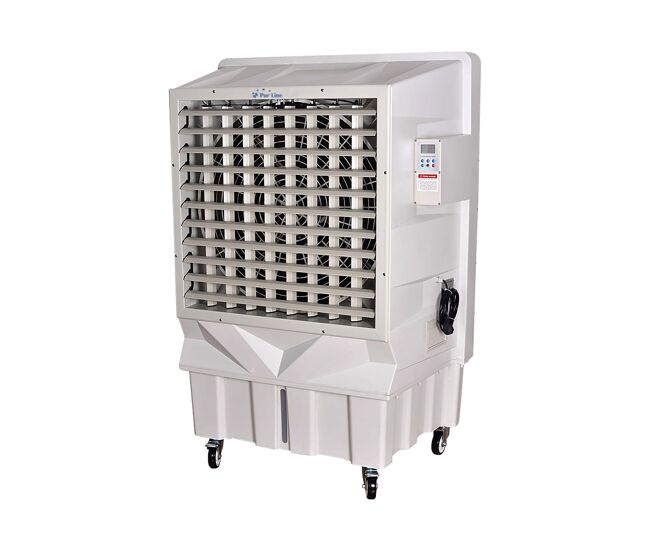 Refrigerador evaporativo de alto fluxo com painel evaporativo. ionizador e painel lcd digital