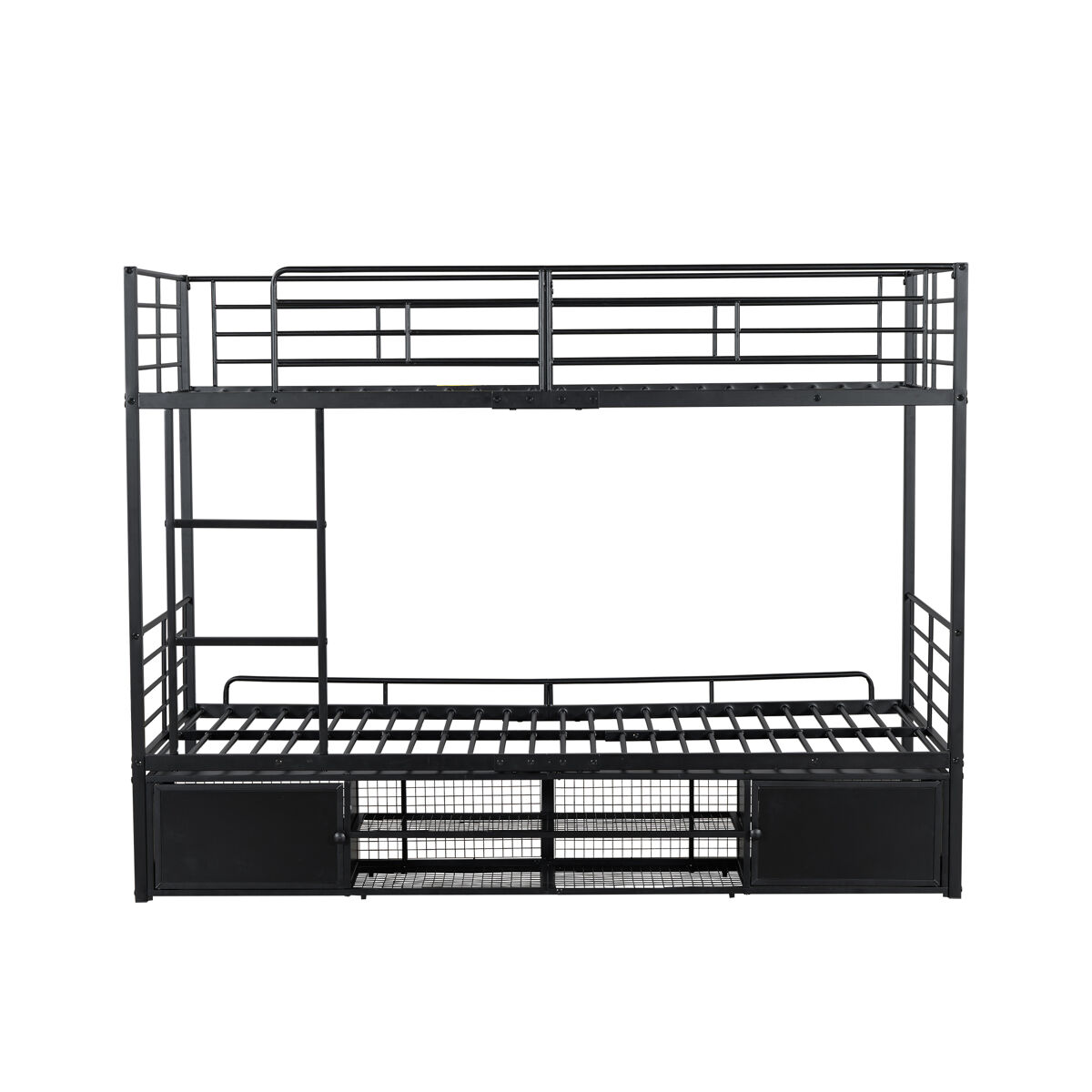 Beliche de ferro 90x200cm - com sapateira e escada - preto