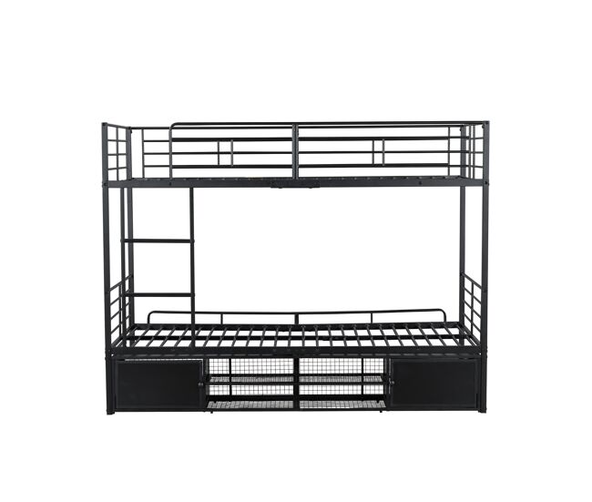 Beliche de ferro 90x200cm - com sapateira e escada - preto