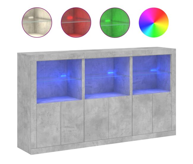 Vidaxl aparador com luzes led 181,5x37x100 cm cinzento cimento