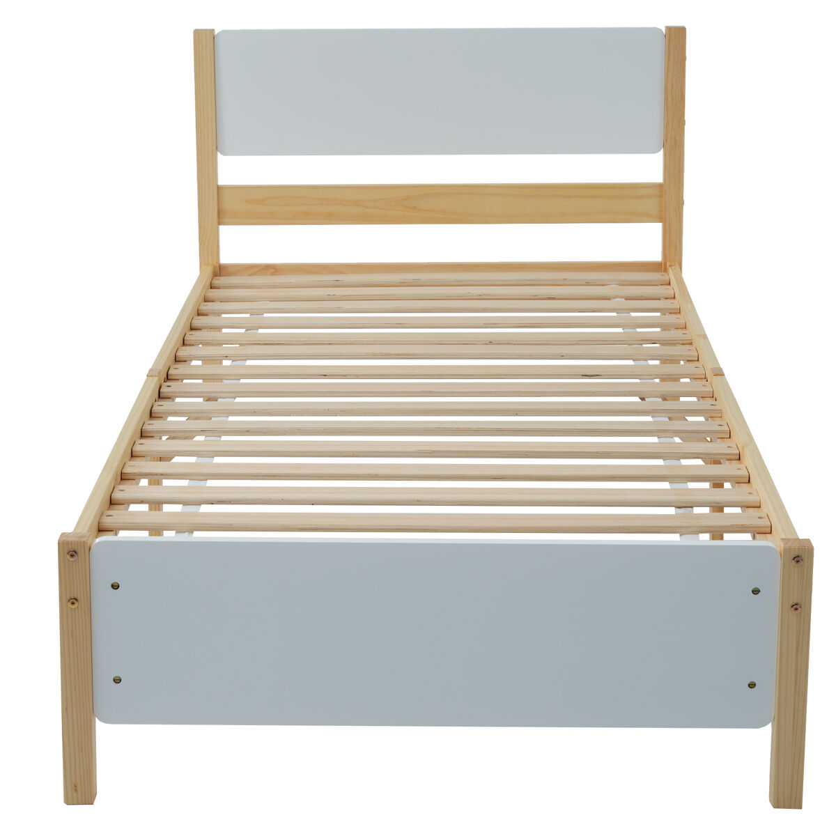 Cama individual de madeira 90x200cm - branco