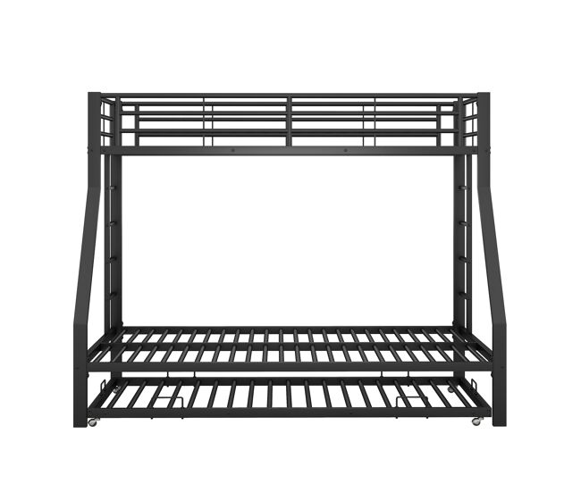 Beliche 90/140x200cm com cama com gavetão 90x190cm - estrutura metálica - preto