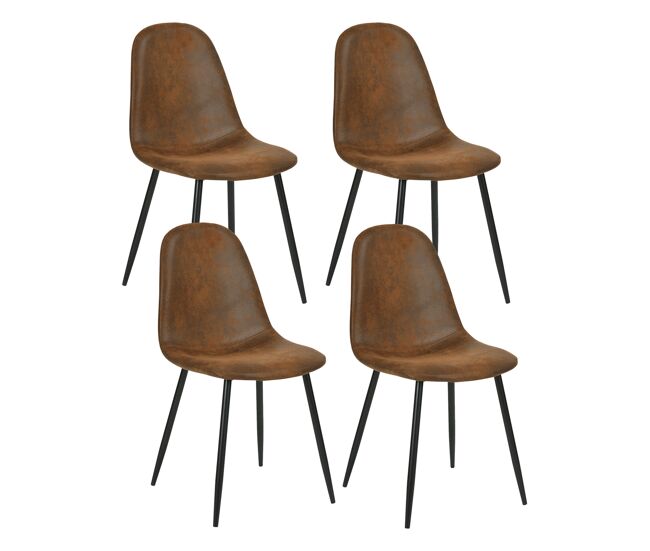 Conjunto de 4 cadeiras de jantar vintage escandinavas em camurça retro castanha