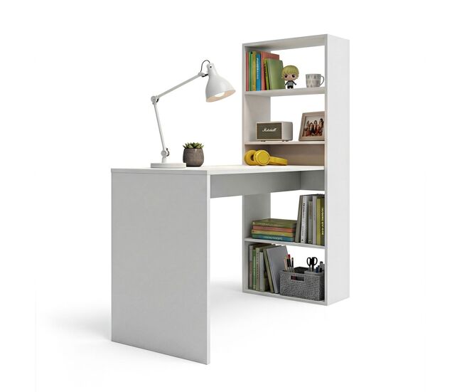 Secretária com estante 120 x 50 cm cosmic artik white (branco mate) 120 x 71 x 53 cm