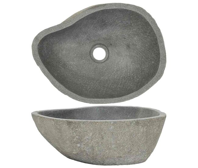 Lavatório - lavabo - pia de banheiro de pedra do rio oval (37-46)x(29-36) cm